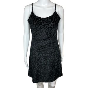 Central Park West Black Velvet Sheer Dress M